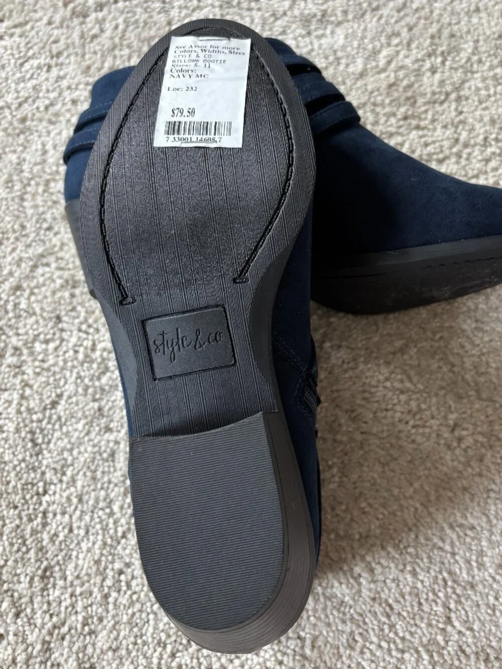 Style & Co. Ankle Boots—Blue Microsuede—Women's 6.5M